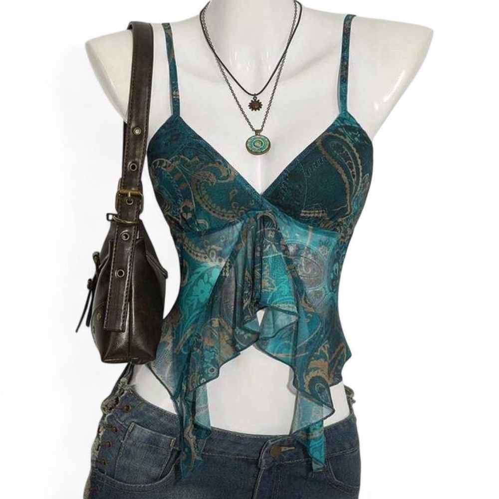 Elegant Teal Paisley Women's Top